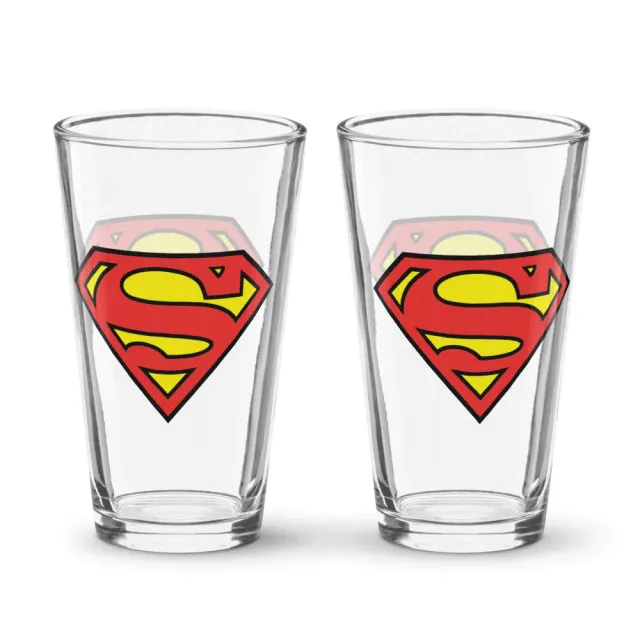 Batman Superman Logo pintglass 16 oz 473 ml