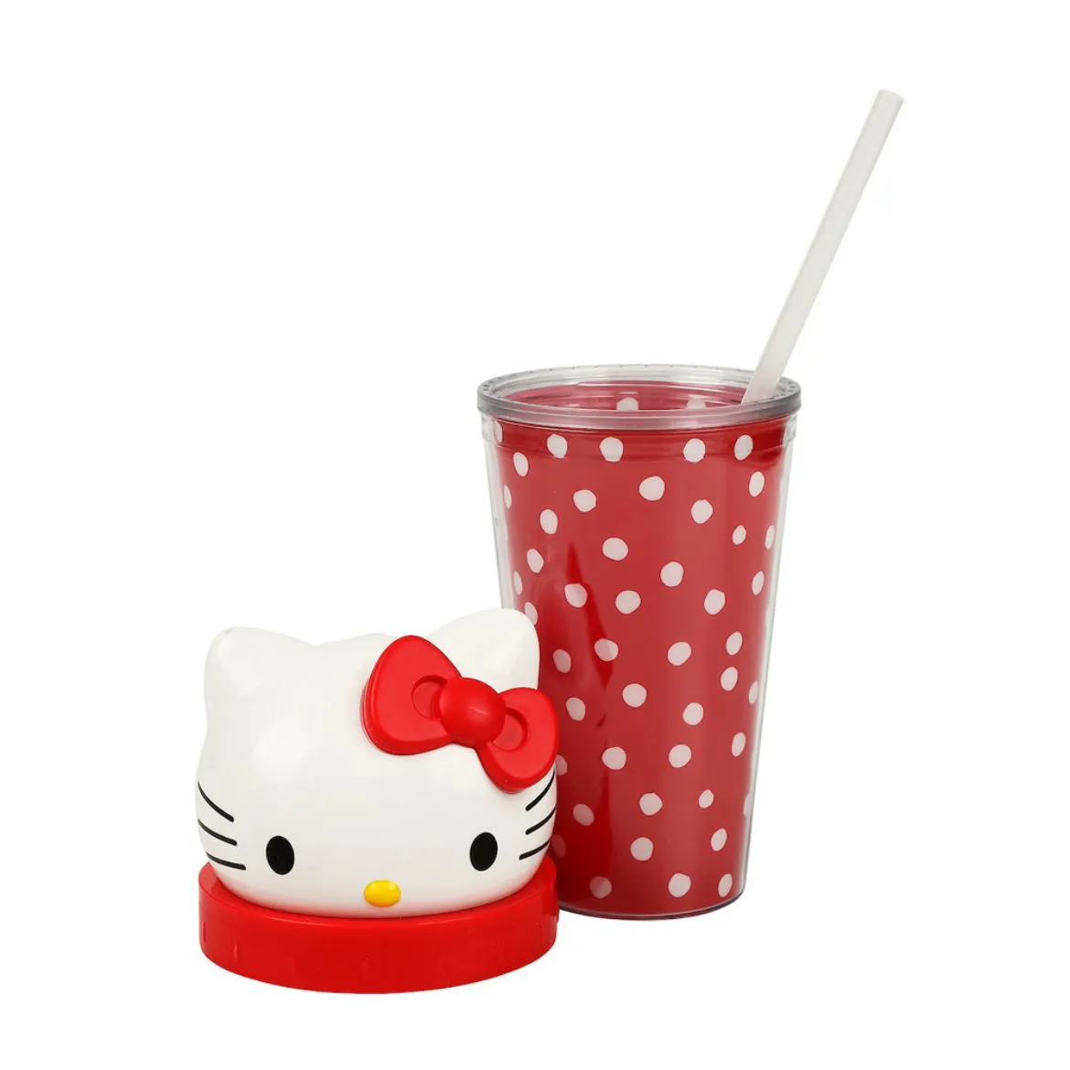Hello Kitty 3D Face Travel Tumbler reisekopp Dots 16 oz dobbelvegg