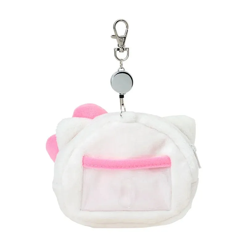 Hello Kitty kortholder i plysj med uttrekkbar snor