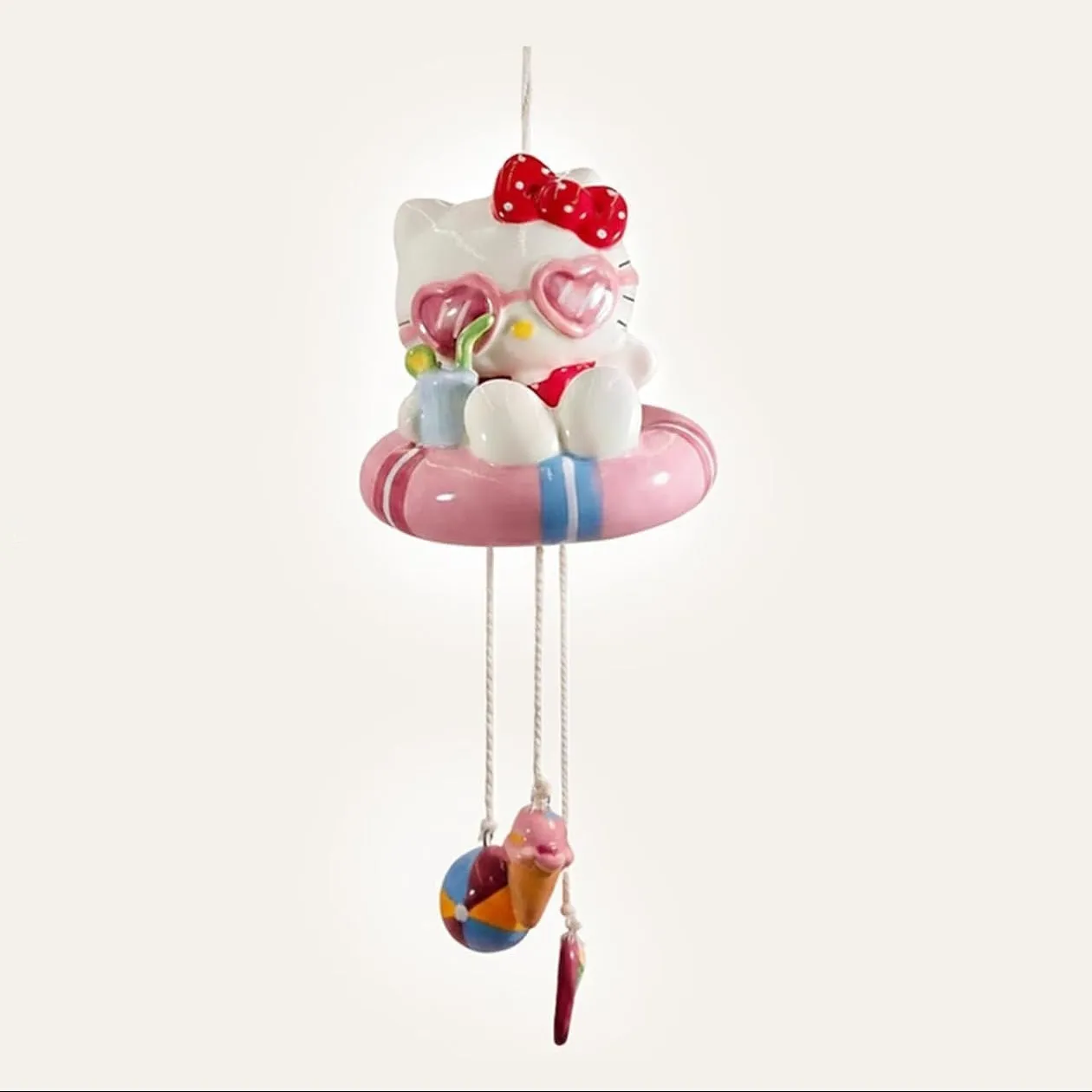Hello Kitty Beach Fun keramisk vindspill håndmalt