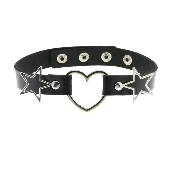 Neo Tokyo Lolita Fashion Heart & Star PU Leather Choker choker