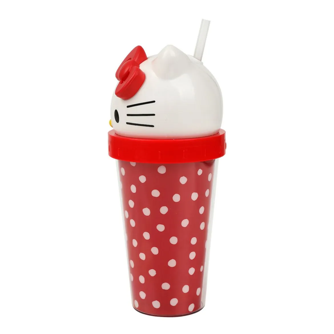 Hello Kitty 3D Face Travel Tumbler reisekopp Dots 16 oz dobbelvegg