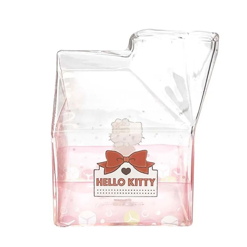 Hello Kitty Kawaii Glass Milk Carton Cup glasskopp