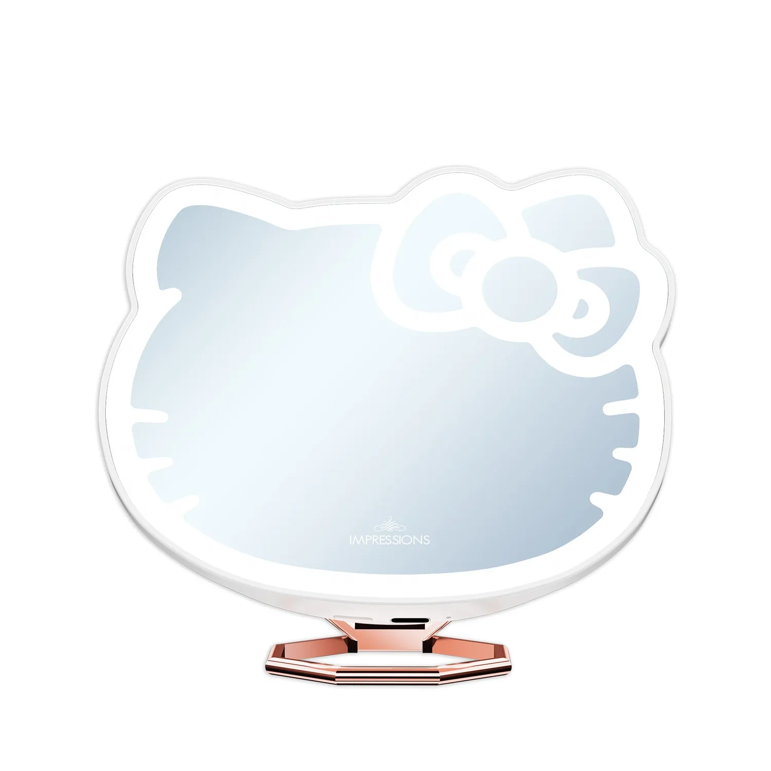 Hello Kitty x Impressions Vanity lommespeil med ringstativ rosa hvit LED