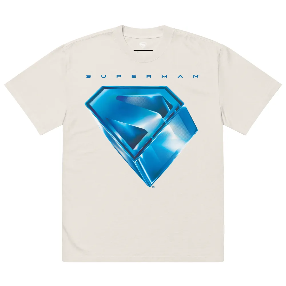 Superman 2025 Oversized T-skjorte – Stylized S-Shield, Faded Black S