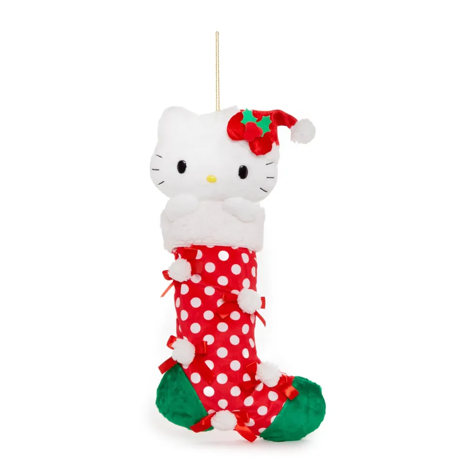 Hello Kitty Holiday Bows Stocking julestrømpe rød 1 stk broderte detaljer