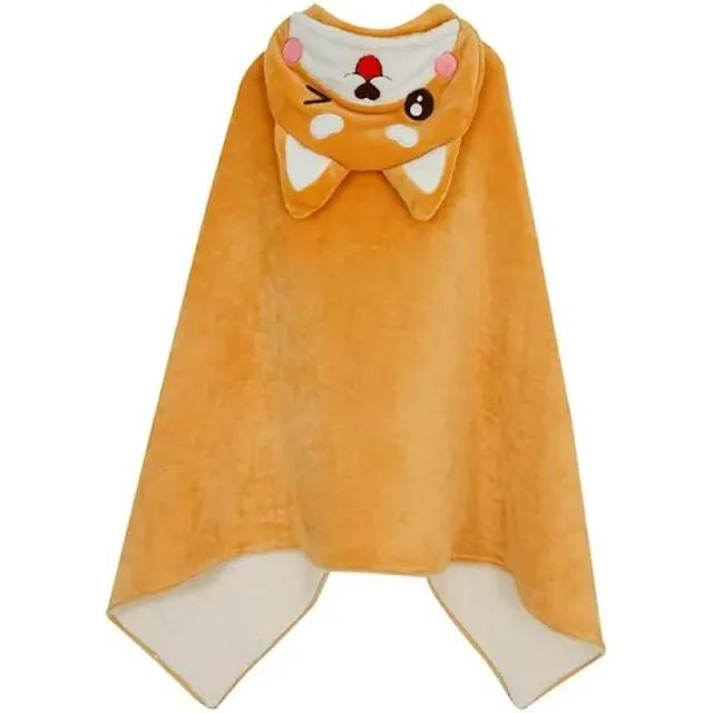 Neo Tokyo Kawaii Shiba Dog Hooded Cloak Blanket hettepledd 140 × 80 cm