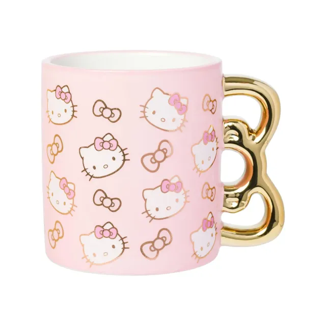 Hello Kitty Sculpted Bow Ceramic Mug Pink & Gold krus 20 oz