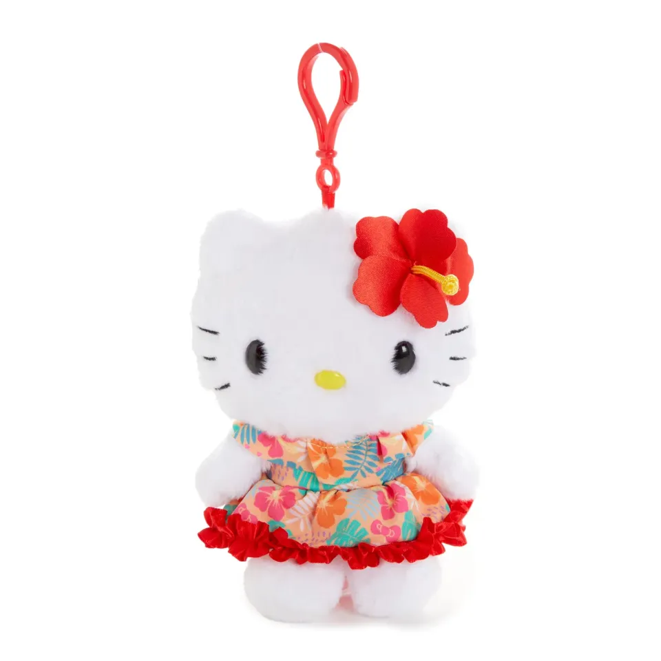 Hello Kitty Island Hibiscus Series White Plush Mascot Clip 4" hvit