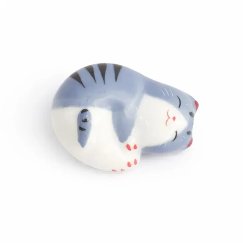 Neo Tokyo Chopstick Rest Relaxing Cat blå spisepinnestøtte porselen