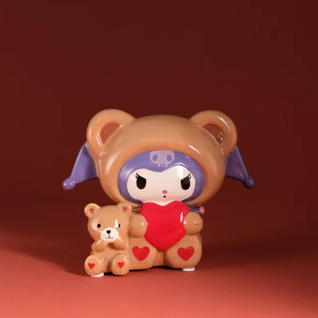 Hello Kitty Kuromi & Teddy Bear Love keramikkfigur håndmalt