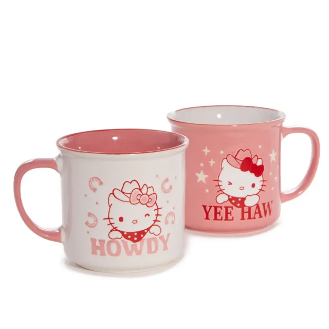 Hello Kitty Lone Star Ceramic Mug Set med 2 keramikkrus western
