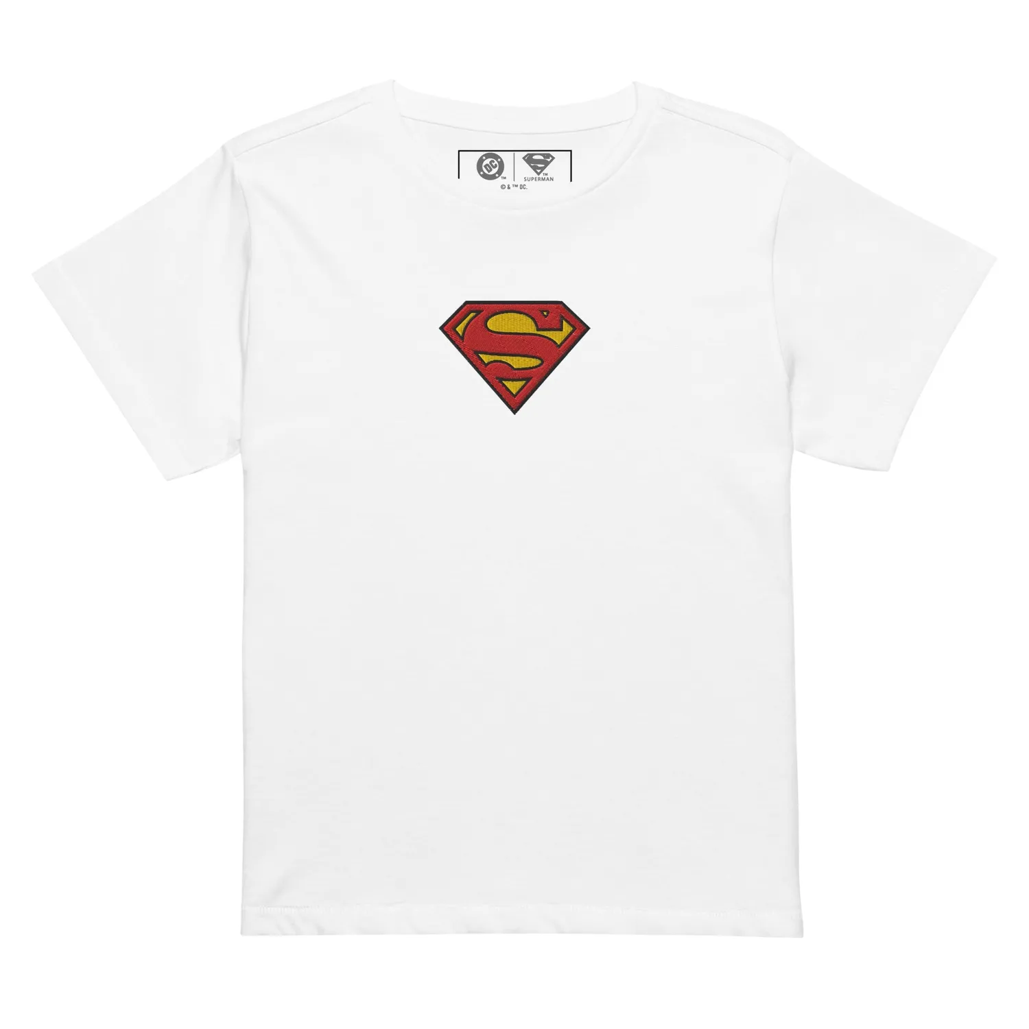 Batman Superman Logo Embroidered T-skjorte dame høy midje brodert