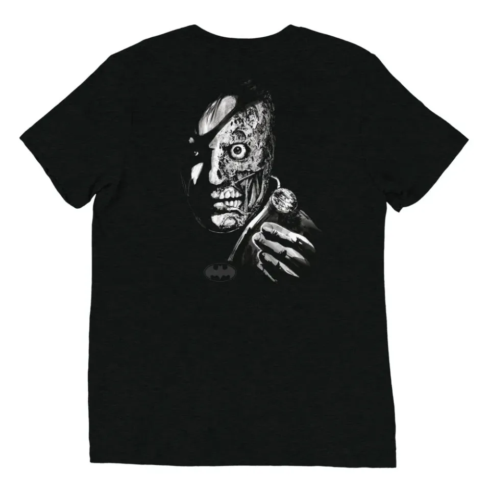 Batman Two-Face Duality brodert T-skjorte, svart tri-blend