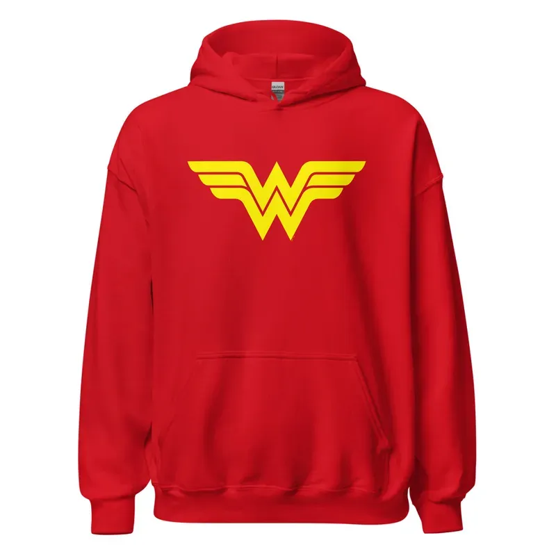 Wonder Woman Logo Hoodie hettegenser rød S–5XL bomullsblanding