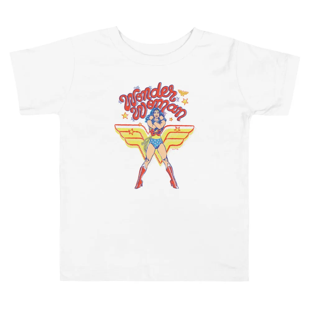 Batman WONDER WOMAN Amazing Amazon Toddler T-skjorte Heather Columbia Blue, White 2T–5T bomull