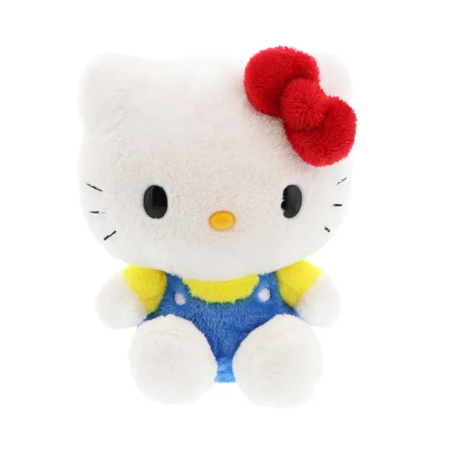 Hello Kitty Classic Series plysjbamse 10 tommer hvit med blå kjeledress