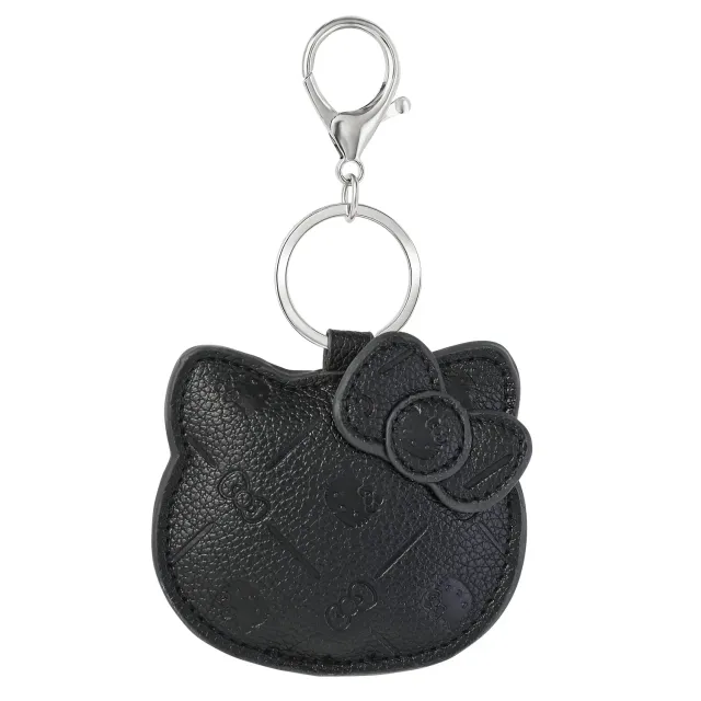 Hello Kitty Debossed Keychain nøkkelring svart med sølvfinish