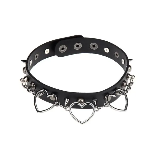 Neo Tokyo Lolita Fashion PU Leather Choker choker med hjerter