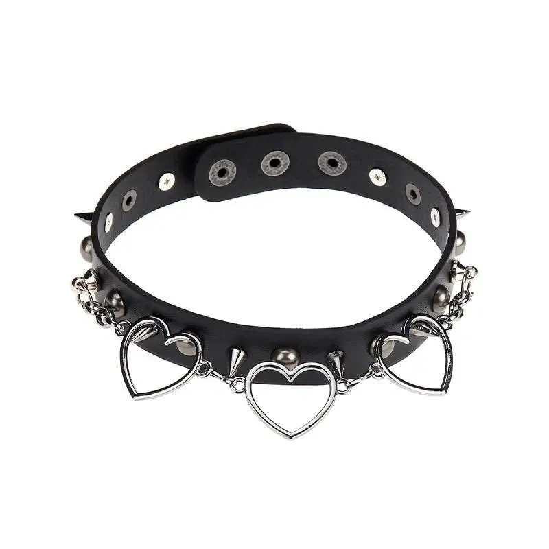 Neo Tokyo Lolita Fashion PU Leather Choker choker med hjerter