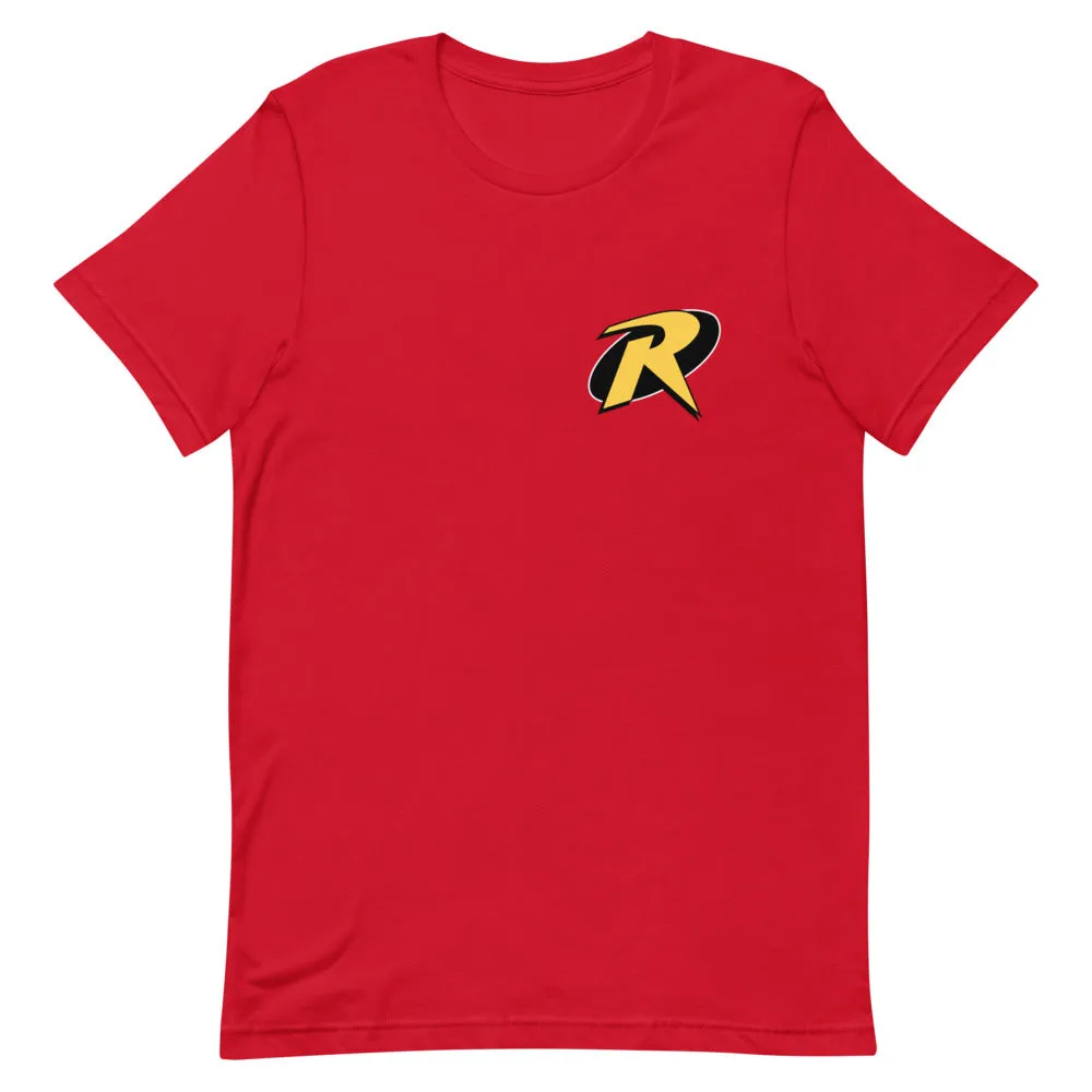 Batman ROBIN (Tim Drake) ‘90s “R” Logo T-skjorte Cardinal eller rød bomull