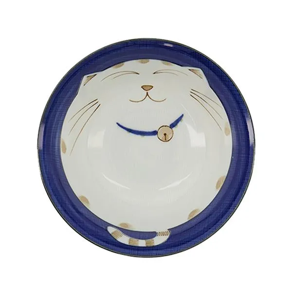 Neo Tokyo Japanese Porcelain Bowl skål 500 ml blå lykkekatt