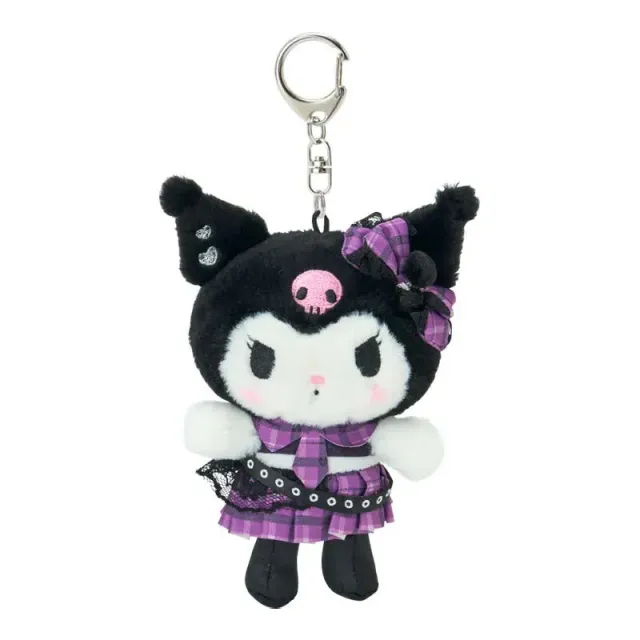 Hello Kitty Rock ’n’ Check Kuromi Plush Mascot Keychain nøkkelring