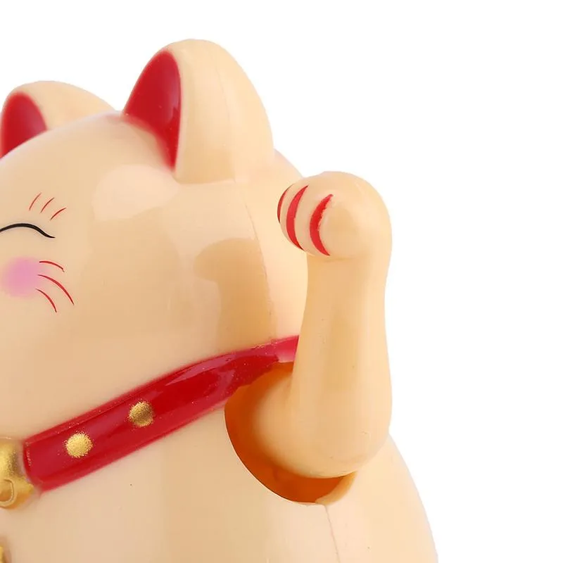 Neo Tokyo Maneki Neko Lucky Cat Beige Smiling solcellefigur 9 cm