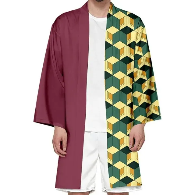 Demon Slayer Long Happi Giyuu mønster happi one size polyester