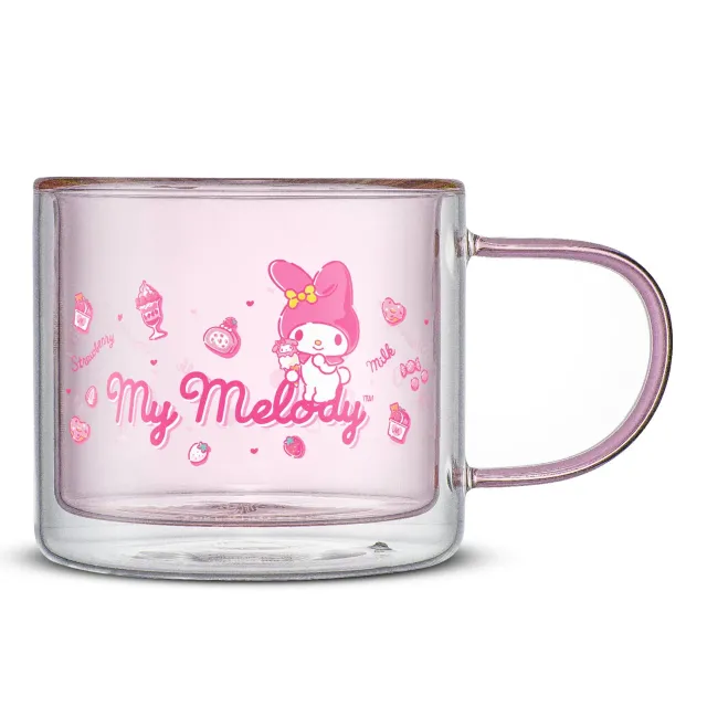 Hello Kitty My Melody Double Wall Coffee Mug glasskrus 400 ml dobbeltvegget