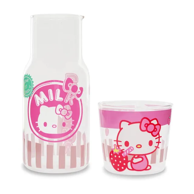 Hello Kitty Glass Carafe and Cup Set Strawberry Milk karaffelsett