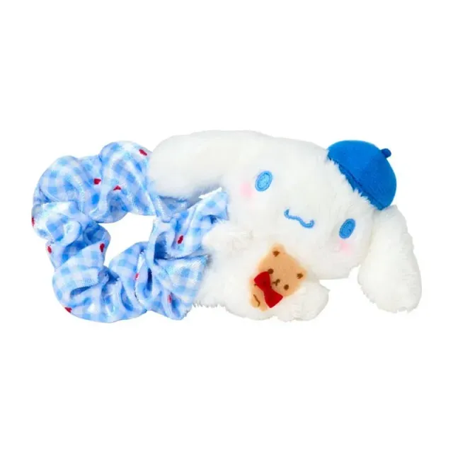Hello Kitty Cinnamoroll Kuma-san scrunchie med plysjmaskot