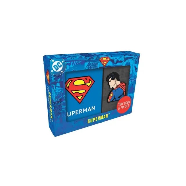 Superman Tiny Book and Pin Set miniatyrbok og pin