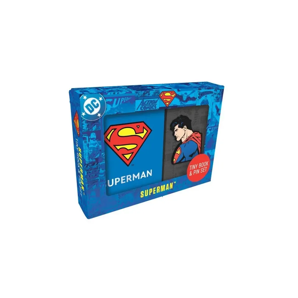 Superman Tiny Book and Pin Set miniatyrbok og pin