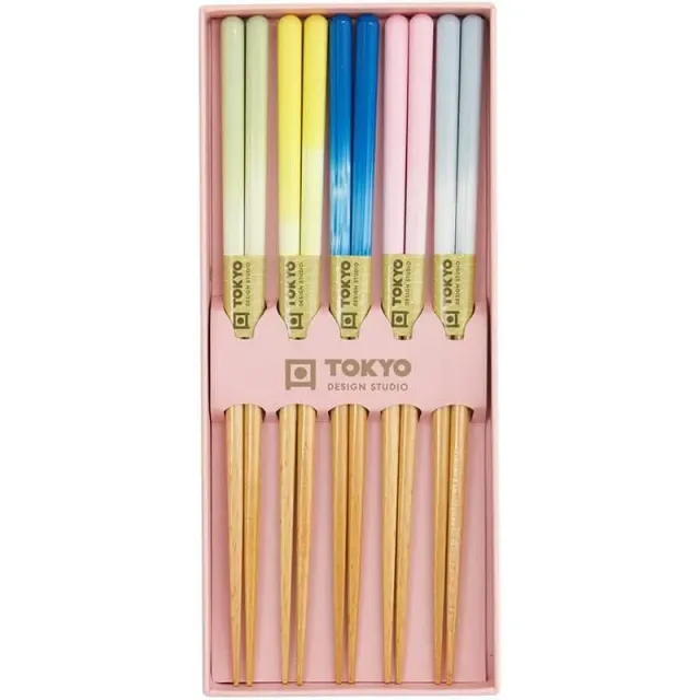 Neo Tokyo Chopsticks Gift Box Pastel Fade Colors spisepinner 5 par 22,5 cm bambus