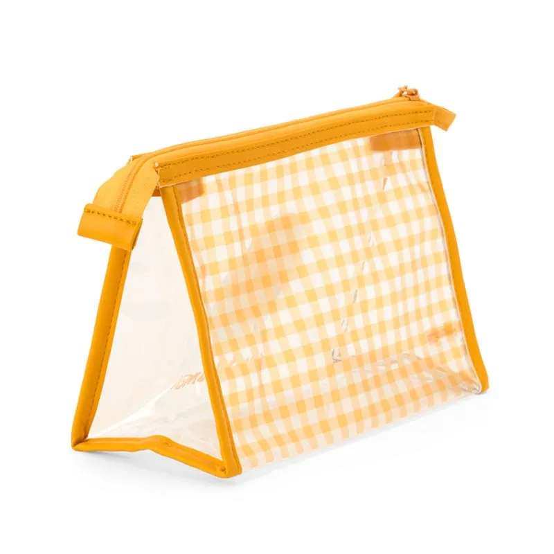 Hello Kitty Gudetama Clear Gingham toalettmappe – gjennomsiktig