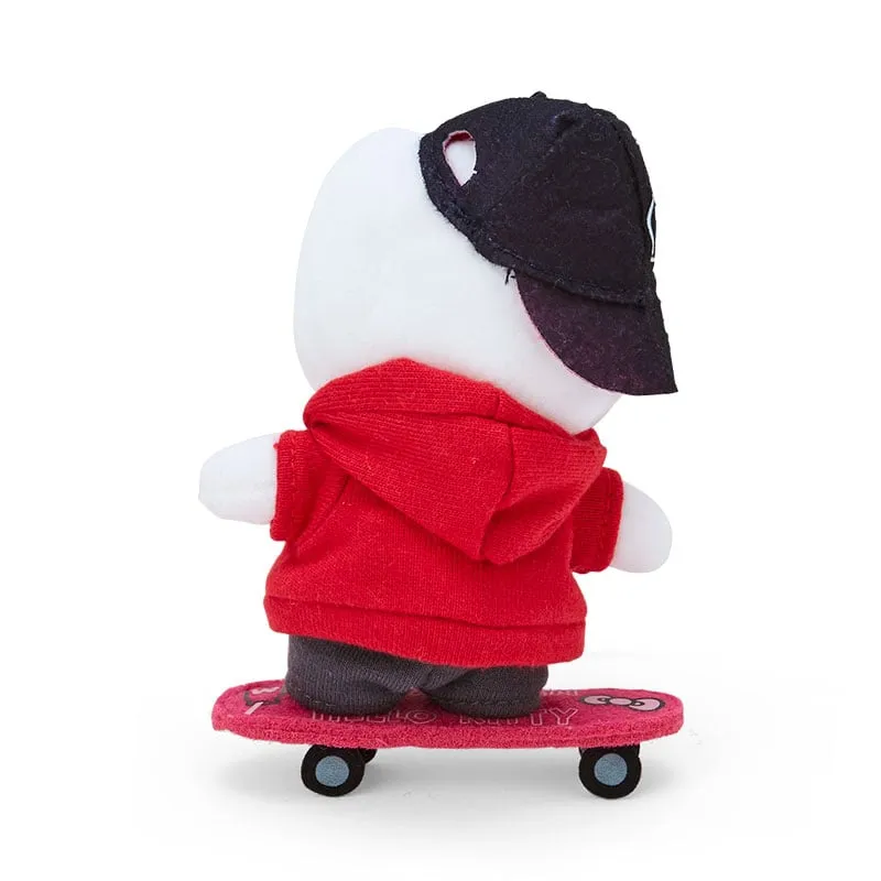 Hello Kitty Sk8r Squad plush maskot nøkkelring med skateboard