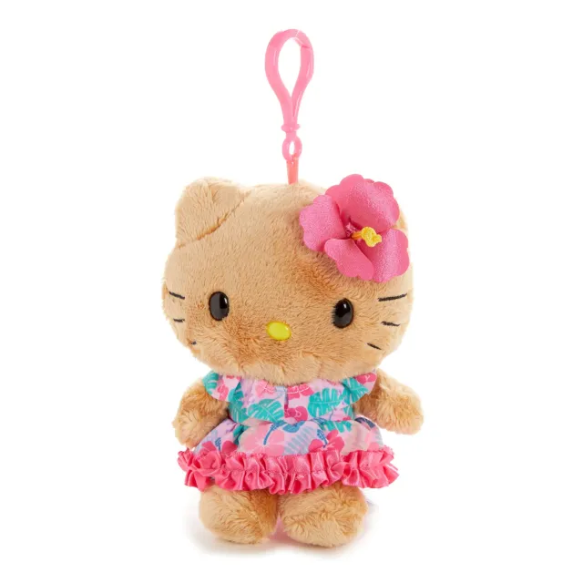 Hello Kitty Island Hibiscus Series Tan Plush Mascot Clip plysjklips