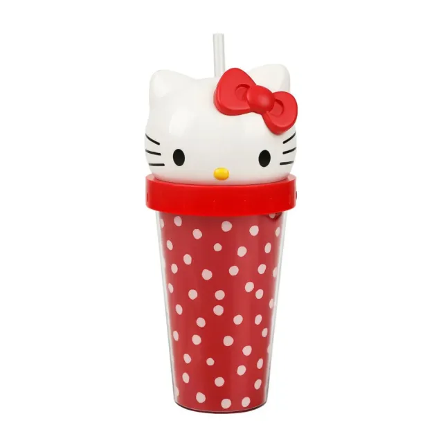 Hello Kitty 3D Face Travel Tumbler reisekopp Dots 16 oz dobbelvegg