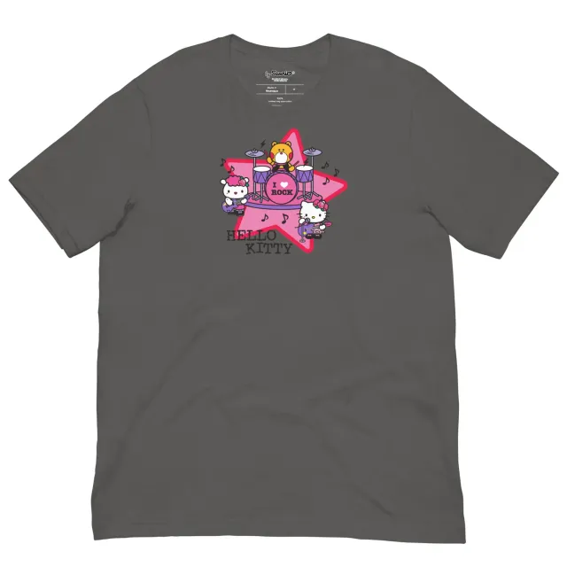 Hello Kitty I Love Rock T-skjorte Soft Cream XS bomull