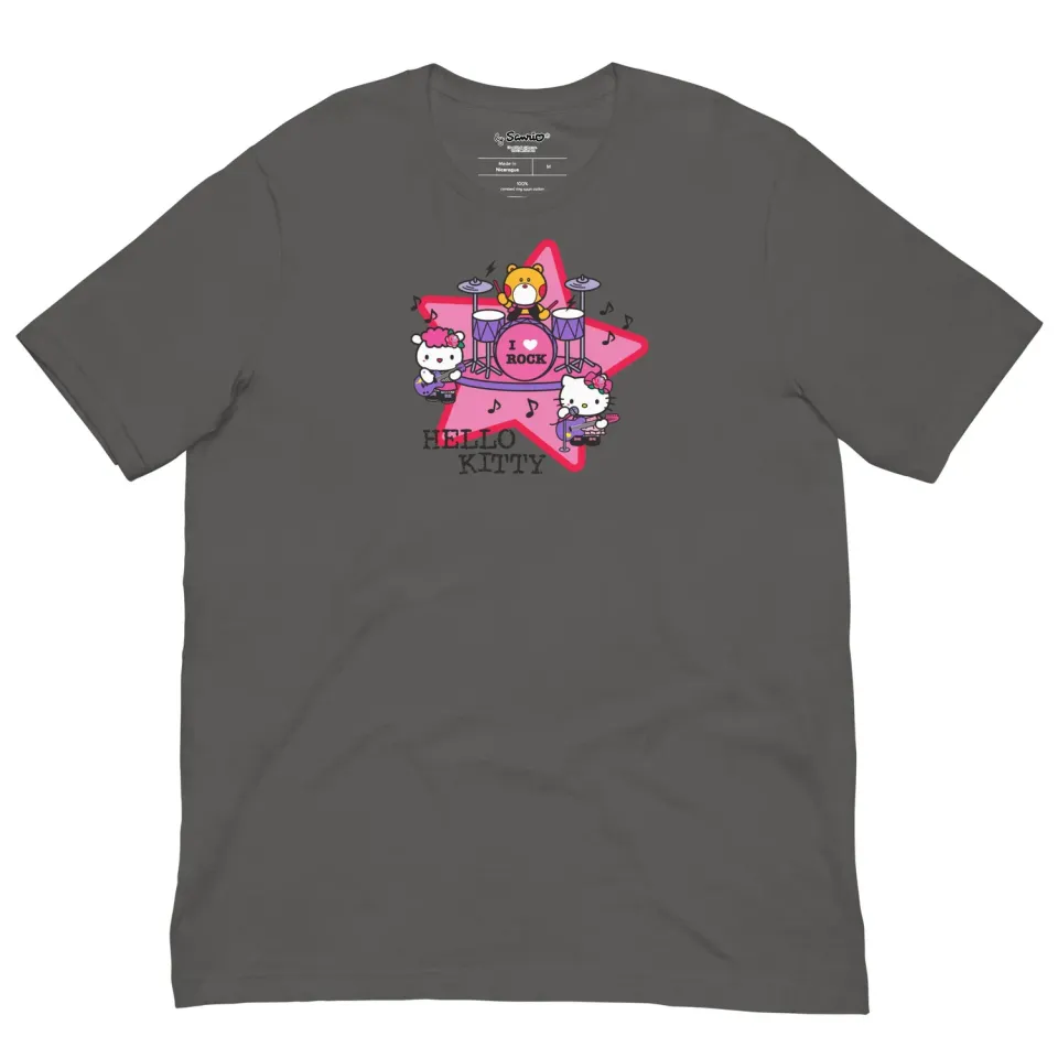 Hello Kitty I Love Rock T-skjorte Soft Cream XS bomull
