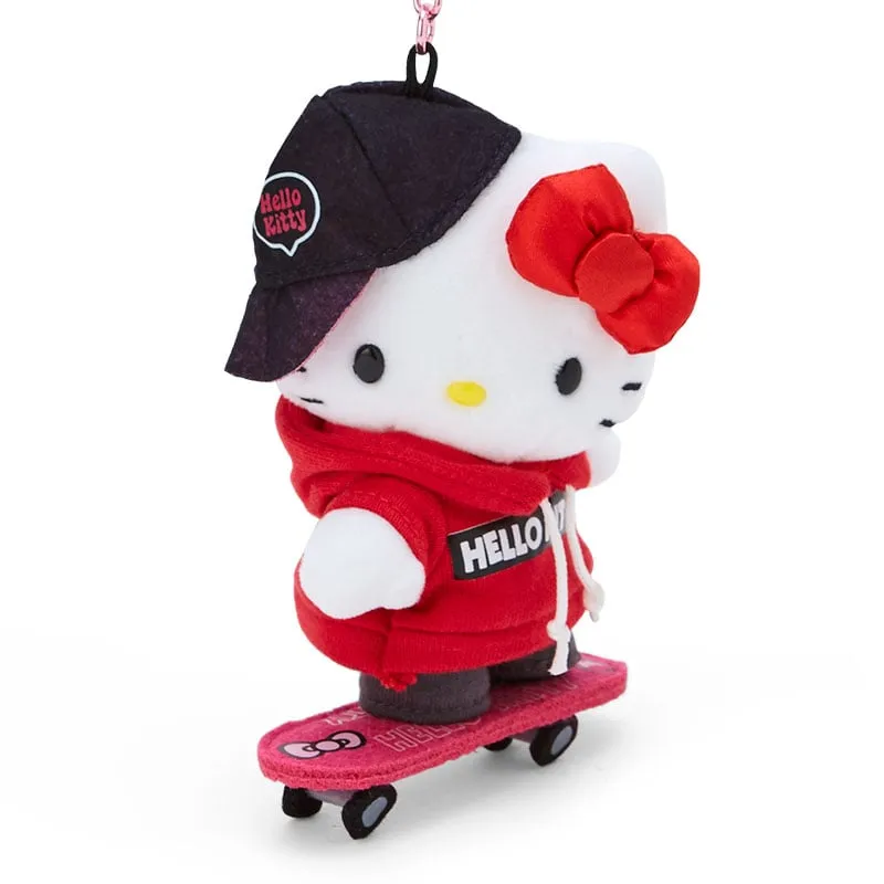 Hello Kitty Sk8r Squad plush maskot nøkkelring med skateboard