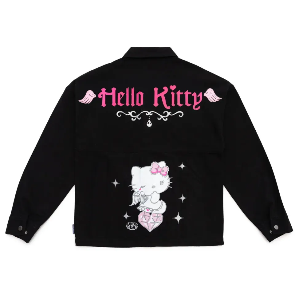 Hello Kitty Angel JapanLA jakke svart XS–XXL i bomullscanvas
