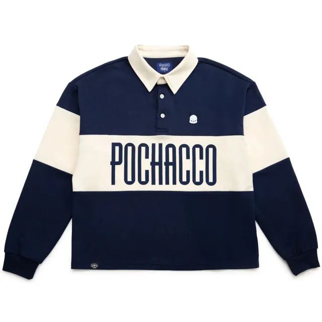 Hello Kitty Pochacco x JapanLA Long Sleeve Rugby Polo, marineblå/krem