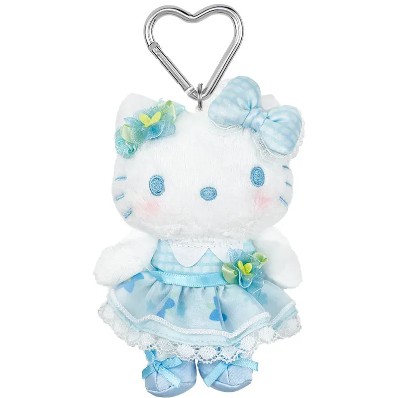 Hello Kitty 50th Anniversary Floral Series blå plysj nøkkelring