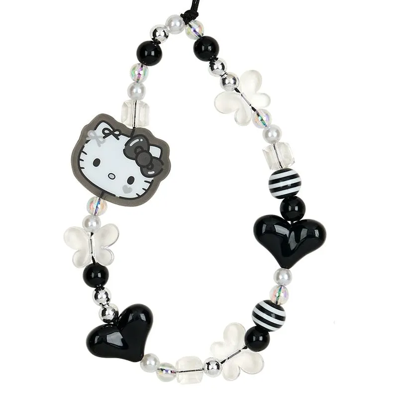 Hello Kitty Silver Houndstooth Series Smartphone Charm Set sølv