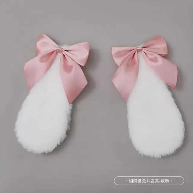 Neo Tokyo Hair Clip Bunny Ears w/Bowknot hårklemme pastellrosa