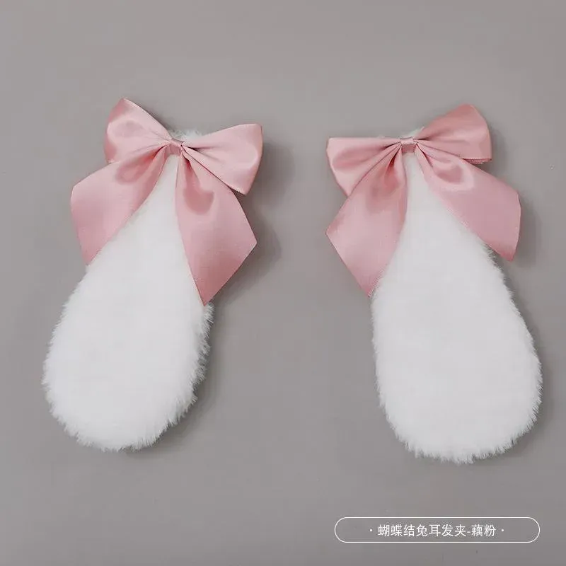 Neo Tokyo Hair Clip Bunny Ears w/Bowknot hårklemme pastellrosa