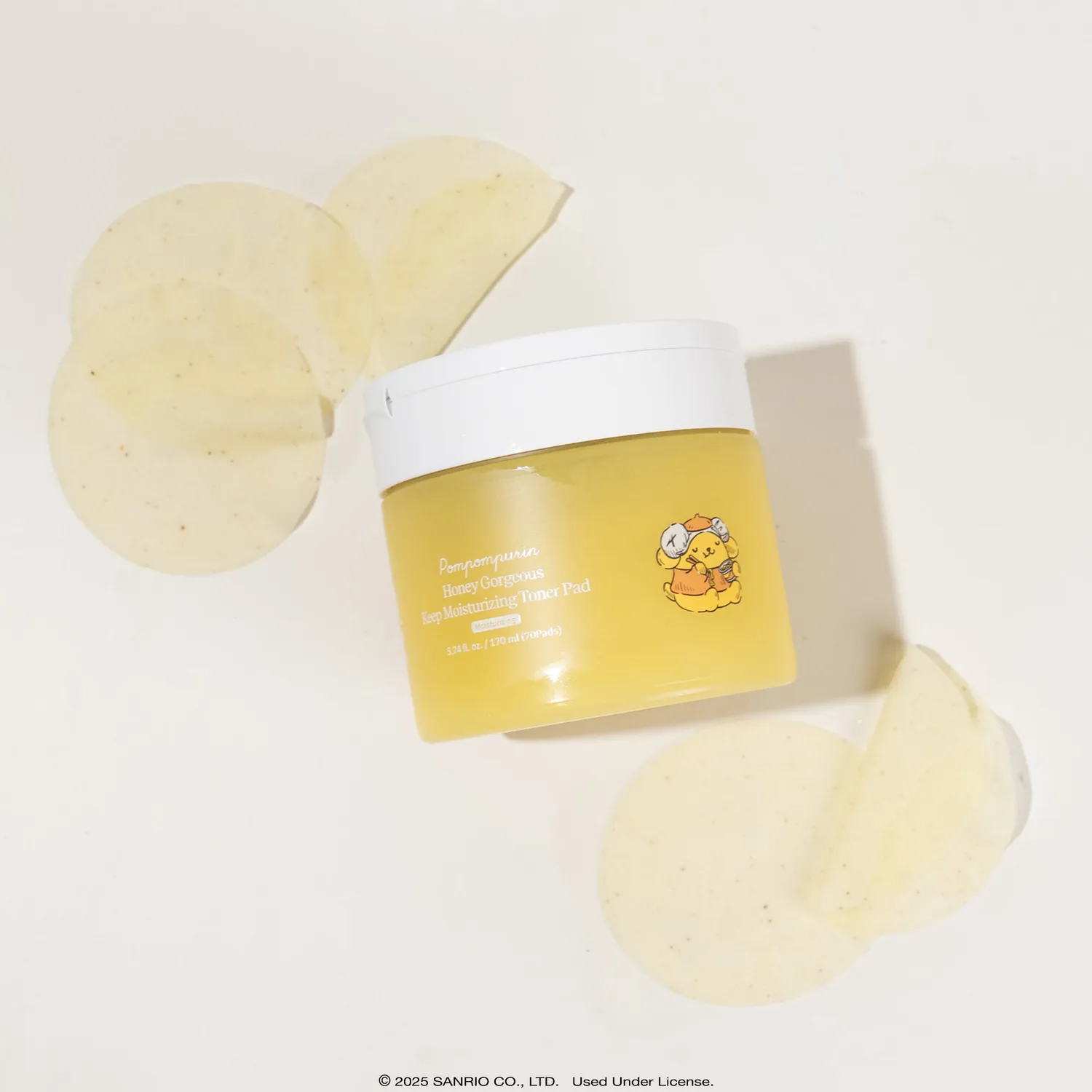 Hello Kitty Pompompurin Honey Gorgeous toner pads, 1 pakke, honning