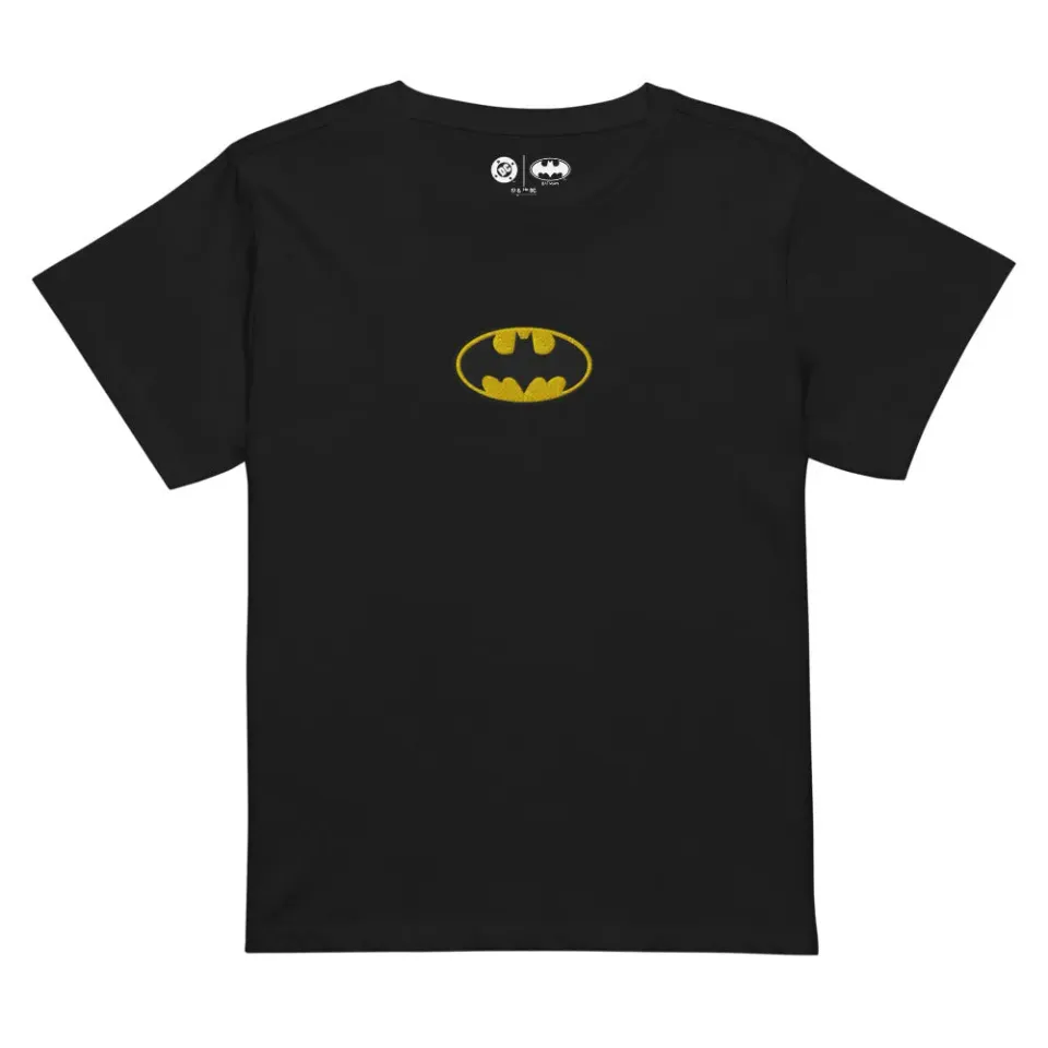 Batman Logo T-skjorte for dame svart høy midje brodert
